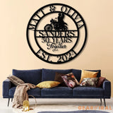 Custom 50 Years Together Biker Couple Metal Sign - Personalized Motorcycle Rider Wall Art - Anniversary or Wedding Gift