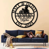 Custom 50 Years Together Biker Couple Metal Sign - Personalized Motorcycle Rider Wall Art - Anniversary or Wedding Gift