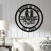 Custom 50 Years Together Biker Couple Metal Sign - Personalized Motorcycle Rider Wall Art - Anniversary or Wedding Gift