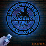 Custom 50 Years Together Biker Couple Metal Sign - Personalized Motorcycle Rider Wall Art - Anniversary or Wedding Gift