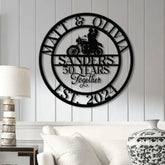 Custom 50 Years Together Biker Couple Metal Sign - Personalized Motorcycle Rider Wall Art - Anniversary or Wedding Gift
