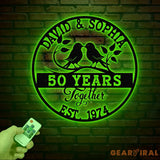 Custom 50 Years Together Floral Metal Sign Personalized Last Name Monogram Anniversary Gift Wedding Metal Sign