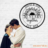 Custom 50 Years Together Floral Metal Sign Personalized Last Name Monogram Anniversary Gift Wedding Metal Sign