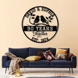 Custom 50 Years Together Floral Metal Sign Personalized Last Name Monogram Anniversary Gift Wedding Metal Sign