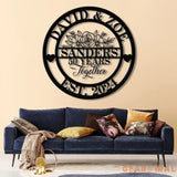 Custom 50th Anniversary Floral Metal Sign - Personalized Last Name LED Sign - Wedding or Housewarming Gift - Custom