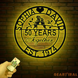 Custom 50th Anniversary Gift - Golden Anniversary Parrots Metal Sign 50 Year Wedding Anniversary Wall Art Decor Couples