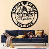 Custom 50th Anniversary Gift - Golden Anniversary Parrots Metal Sign 50 Year Wedding Anniversary Wall Art Decor Couples