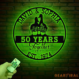 Custom 50th Anniversary Gift Golden Wedding Metal Sign with Duck Couple Personalized Wall Art for Parents Wedding