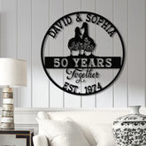 Custom 50th Anniversary Gift Golden Wedding Metal Sign with Duck Couple Personalized Wall Art for Parents Wedding