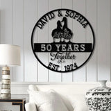 Custom 50th Anniversary Gift Golden Wedding Metal Sign with Duck Couple Personalized Wall Art for Parents Wedding