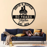 Custom 50th Anniversary Gift Golden Wedding Metal Sign with Duck Couple Personalized Wall Art for Parents Wedding