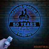 Custom 50th Anniversary Gift Golden Wedding Metal Sign with Duck Couple Personalized Wall Art for Parents Wedding