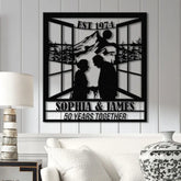 Custom 50th Anniversary Gift Golden Wedding Metal Wall Art Personalized Sunset Mountain Decor Wedding Gift for Parents