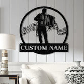 Custom Accordion Player Name Metal Sign Personalized Melodeon Player Wall Decor Music Room Sign Musician Wall Hanging