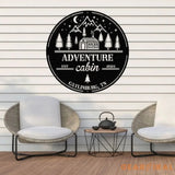 Custom Adventure Cabin Sign Personalized Rustic Cabin Wall Art Metal Mountain Cabin Decor Cabin Name Sign Outdoor Cabin