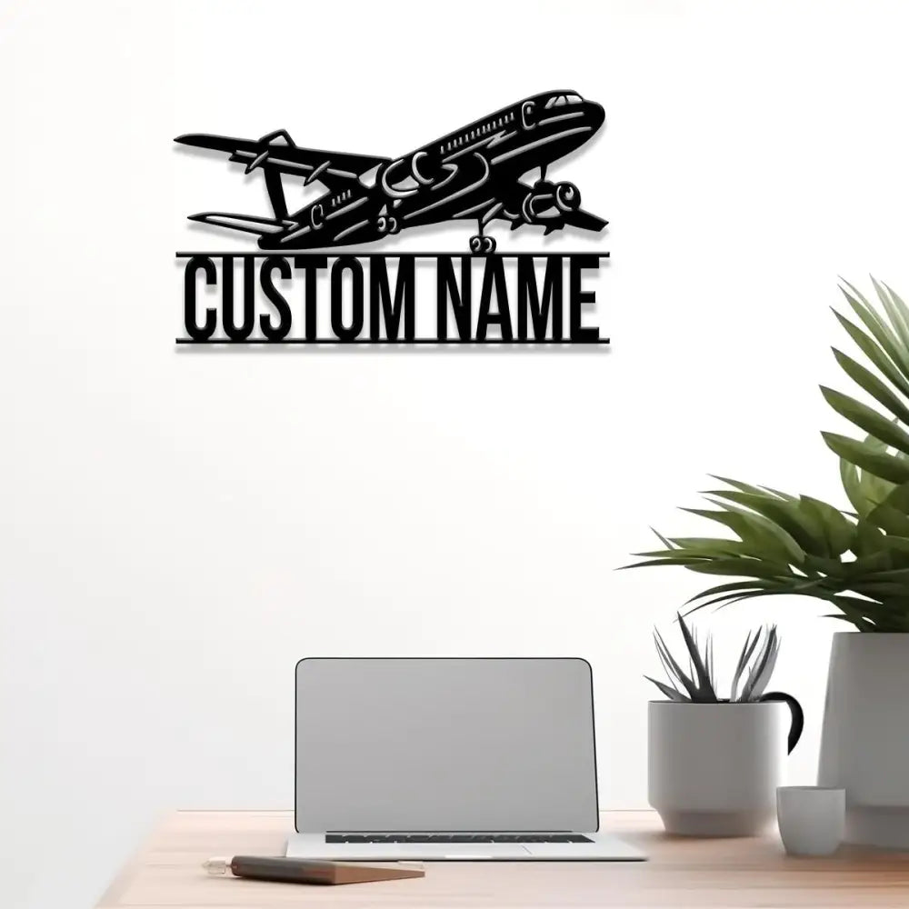 Custom Airplane Metal Sign with LED Light Personalized Pilot Name Sign Aircraft Hangar Decoration Pilot Housewarming
