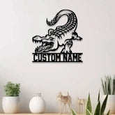 Custom Alligator Metal Sign with Led Light Personalized Crocodile Name Sign Nursery Swamp Animal Decoration
