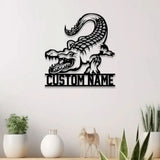 Custom Alligator Metal Sign with Led Light Personalized Crocodile Name Sign Nursery Swamp Animal Decoration