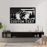 Custom American Flag Bass Fishing Metal Sign with LED Lights Fishing Name Sign Lake House Decor Fish Art Wall Sculpture