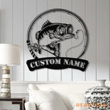 Custom American Flag Bass Fishing Metal Sign with LED Lights Fishing Name Sign Lake House Decor Fish Art Wall Sculpture