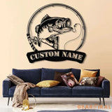 Custom American Flag Bass Fishing Metal Sign with LED Lights Fishing Name Sign Lake House Decor Fish Art Wall Sculpture
