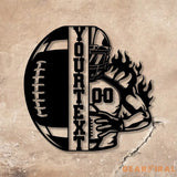 Custom American Football Metal Sign with LED Light Football Player Name Sign Boys Room Decor Sport Room Wall Hanging