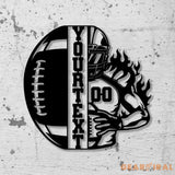 Custom American Football Metal Sign with LED Light Football Player Name Sign Boys Room Decor Sport Room Wall Hanging