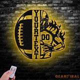 Custom American Football Metal Sign with LED Light Football Player Name Sign Boys Room Decor Sport Room Wall Hanging