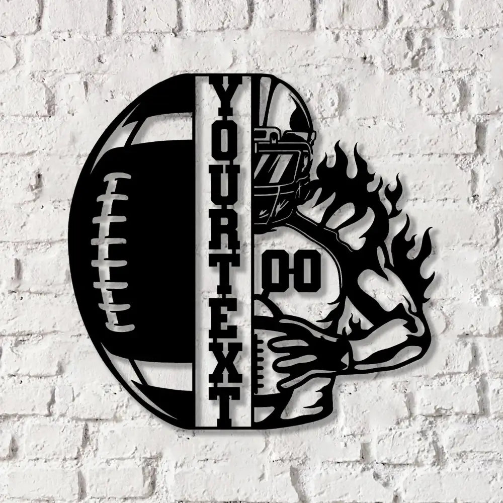 Custom American Football Metal Sign with LED Light Football Player Name Sign Boys Room Decor Sport Room Wall Hanging