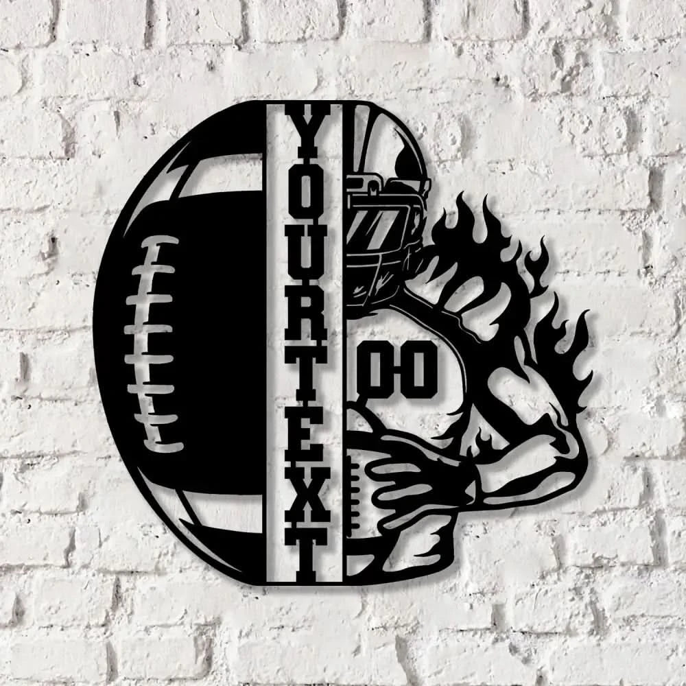 Custom American Football Metal Sign with LED Light Football Player Name Sign Boys Room Decor Sport Room Wall Hanging
