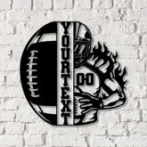 Custom American Football Metal Sign with LED Light Football Player Name Sign Boys Room Decor Sport Room Wall Hanging
