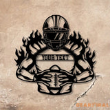 Custom American Football Metal Sign with LED Light Football Player Name Sign Boys Room Decor Sport Room Wall Hanging