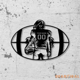 Custom American Football Metal Sign with LED Light Football Player Name Sign Boys Room Decor Sport Room Wall Hanging