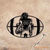 Custom American Football Metal Sign with LED Light Football Player Name Sign Boys Room Decor Sport Room Wall Hanging