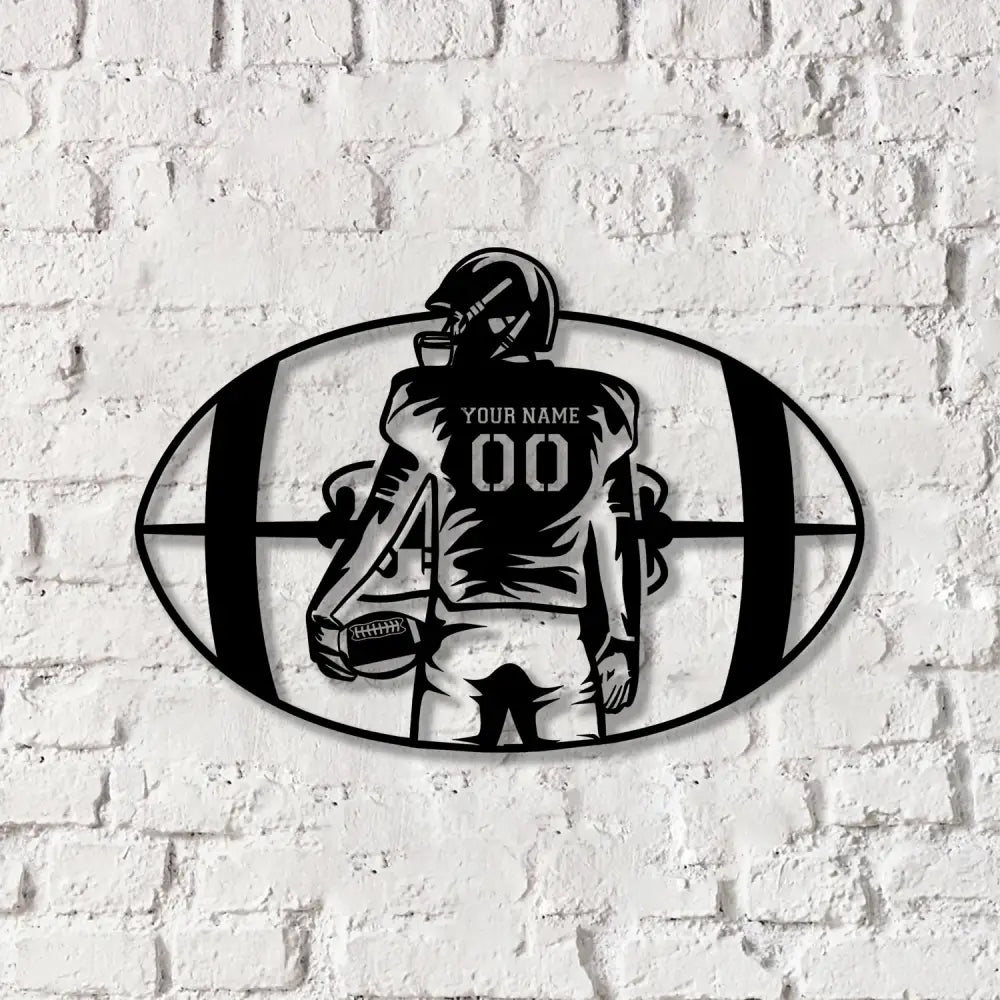 Custom American Football Metal Sign with LED Light Football Player Name Sign Boys Room Decor Sport Room Wall Hanging