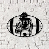 Custom American Football Metal Sign with LED Light Football Player Name Sign Boys Room Decor Sport Room Wall Hanging