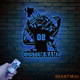 Custom American Football Metal Sign with LED Personalized Football Name Sign Football Coach Gift Boys Room Decor Sports