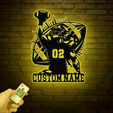 Custom American Football Metal Sign with LED Personalized Football Name Sign Football Coach Gift Boys Room Decor Sports