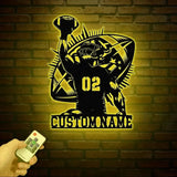 Custom American Football Metal Sign with LED Personalized Football Name Sign Football Coach Gift Boys Room Decor Sports