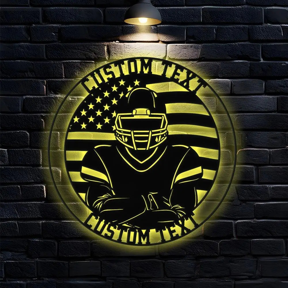 Custom American Football Name Metal Sign with LED Lights Personalized Family Name Metal Sign Personalized Wall Art
