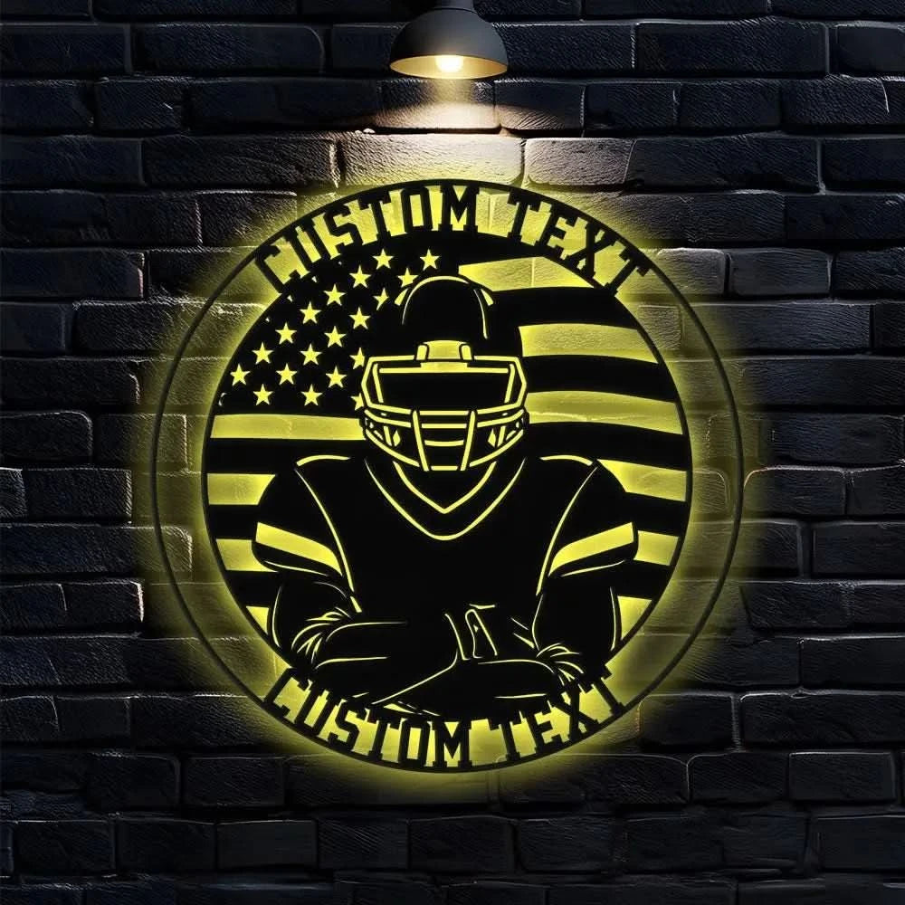 Custom American Football Name Metal Sign with LED Lights Personalized Family Name Metal Sign Personalized Wall Art