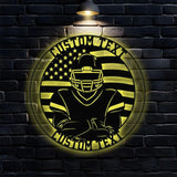 Custom American Football Name Metal Sign with LED Lights Personalized Family Name Metal Sign Personalized Wall Art