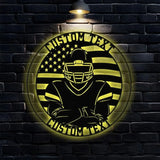 Custom American Football Name Metal Sign with LED Lights Personalized Family Name Metal Sign Personalized Wall Art