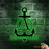 Custom Anchor Metal Family Name Sign - Personalized Monogram Wall Art - Last Name Initial Hanging - Perfect