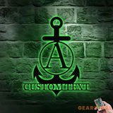 Custom Anchor Metal Family Name Sign - Personalized Monogram Wall Art - Last Name Initial Hanging - Perfect