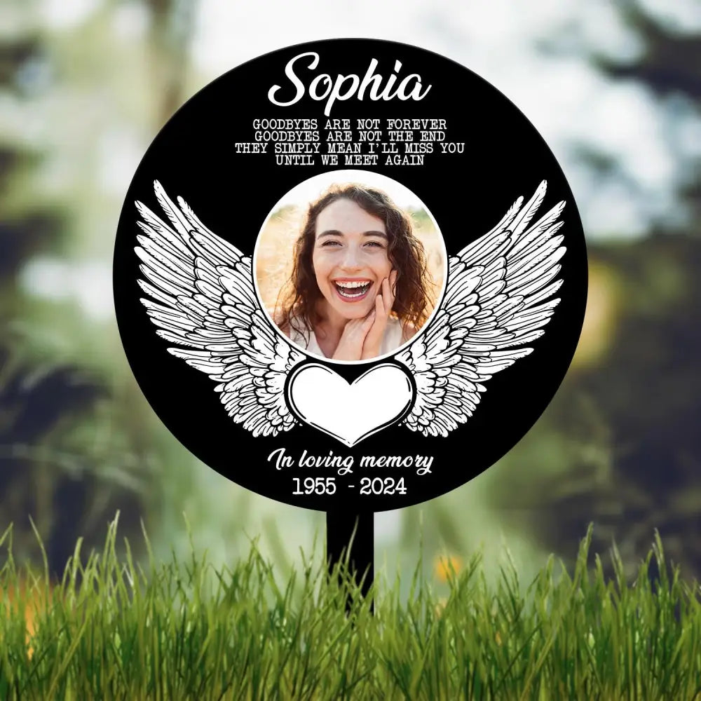 Custom Angel Wings Photo Grave Marker Temporary Grave Marker With Photo Outdoor Memorial Plaque Sympathy Plaque