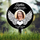 Custom Angel Wings Photo Grave Marker Temporary Grave Marker With Photo Outdoor Memorial Plaque Sympathy Plaque