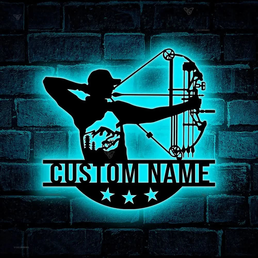 Custom Archery Metal Wall Art with Led Light - Archer Gifts - Archery Room Decor - Archery Coach Gift | GearViral