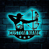 Custom Archery Metal Wall Art with Led Light - Archer Gifts - Archery Room Decor - Archery Coach Gift | GearViral