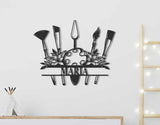 Custom Art Studio Metal Sign - Personalized Painter Name Sign - Artist Sign - Art Supplies Painter Tools Sign